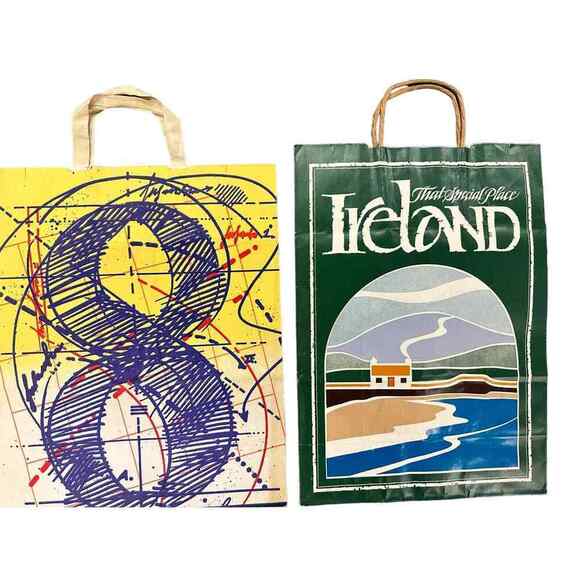 2 VTG RETRO Bloomingdales Paper Shopping Bags Ireland & Laurie Rosenfeld 1985 - Picture 1 of 4